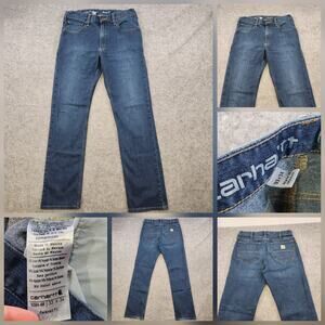 Carhartt Rugged Flex Jeans Mens 33x34 Blue Relaxed Fit Straight Leg Denim Pants